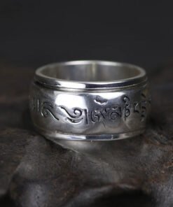 Anillo giratorio budista mantra detalles