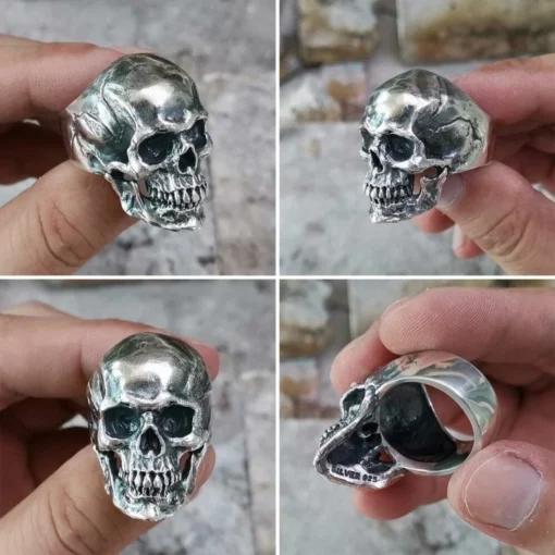 Anillo de calavera plata muchas vista