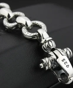 Pulsera de plata ancha hombre y sello