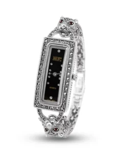 Reloj de plata mujer leopardo rectangular negro